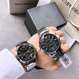 Emporio Armani Sportivo Chronograph Black Dial Silver Steel Strap Watch For Men - AR2460 Authentic Buy Shop Now