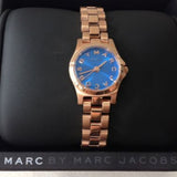 Marc Jacobs Henry Dinky Blue Dial Rose Gold Steel Strap Watch for Women - MBM3204 Authentic Buy Shop Now