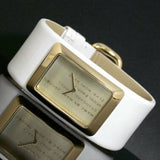 Marc Jacobs Champagne Dial White Leather Strap Watch for Women - MBM2043 Authentic Buy Shop Now
