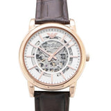 Emporio Armani Meccanico Silver Skeleton Dial Brown Leather Strap Watch For Men - AR1983 Authentic Buy Shop Now