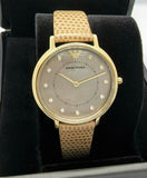 Emporio Armani Kappa Quartz Silver Dial Beige Leather Strap Watch For Women - AR11042 Authentic Buy Shop Now