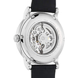 Emporio Armani Meccanico Silver Skeleton Dial Black Leather Watch For Men - AR1997 Authentic Buy Shop Now