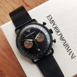 Emporio Armani Aviator Black Dial Black Mesh Bracelet Watch For Men - AR11142 Authentic Buy Shop Now
