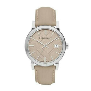Burberry The City Silver Dial Beige Leather Strap Unisex Watch - BU9010 Authentic Buy Shop Now