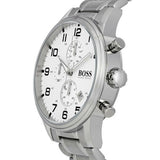 Hugo Boss Aeroliner Chronograph White Dial Silver Steel Strap Watch for Men - 1513182 Authentic Buy Shop Now