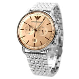 Emporio Armani Aviator Chronograph Beige Dial Silver Steel Strap Watch For Men - AR11239 Authentic Buy Shop Now