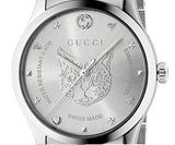 Gucci G Timeless Silver Dial Silver Steel Strap Watch For Women - YA1264095 Authentic Buy Shop Now