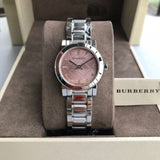 Burberry The City Diamonds Pink Dial Silver Steel Strap Watch for Women - BU9223 Authentic Buy Shop Now