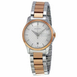 Gucci G Timeless Silver Dial Two Tone Steel Strap Watch For Women - YA126528 Authentic Buy Shop Now