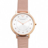 Emporio Armani Kappa Rose Gold & White Dial Beige Nude Leather Strap Watch For Women - AR2510 Authentic Buy Shop Now