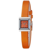 Gucci G-Frame Square Mother of Pearl Orange Dial Orange Leather Strap Watch For Women - YA128532 Authentic Buy Shop Now