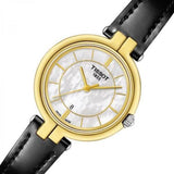 Tissot Flamingo Mother of Pearl White Dial Black Leather Strap Watch For Women - T094.210.26.111.00 Authentic Buy Shop Now