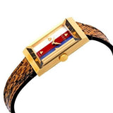 Gucci G-Frame Mother of Pearl Dial Brown Leather Snakeskin Strap Watch For Women - YA147402 Authentic Buy Shop Now
