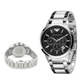 Emporio Armani Classic Chronograph Black Dial Silver Steel Strap Watch For Men - AR2434 Authentic Buy Shop Now