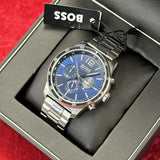Hugo Boss Professional Chronograph Blue Dial Silver Steel Strap Watch for Men - 1513527 Authentic Buy Shop Now