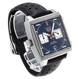 Tag Heuer Monaco Automatic Chronograph Blue Dial Black Leather Strap Watch for Men - CAW211P.FC6356 Authentic Buy Shop Now
