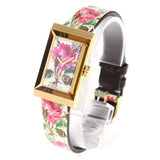 Gucci G-Frame Floral Mother of Pearl Dial White Leather Strap Watch For Women - YA147406 Authentic Buy Shop Now
