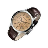Emporio Armani Classic Chronograph Beige Dial Brown Leather Strap Watch For Men - AR2433 Authentic Buy Shop Now