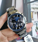 Emporio Armani Renato Chronograph Blue Dial Silver Steel Strap Watch For Men - AR2448 Authentic Buy Shop Now