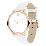 Movado Museum 70th Anniversary Special Edition White Dial White Leather Strap Watch For Women - 0607139 Authentic Buy Shop Now