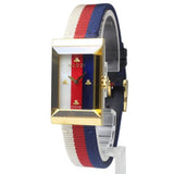 Gucci G-Frame Mother of Pearl Dial White Blue Red Nylon Strap Watch For Women - YA147405 Authentic Buy Shop Now
