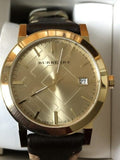 Burberry The City Gold Dial Black Leather Strap Watch for Men - BU9032 Authentic Buy Shop Now