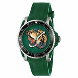 Gucci Dive Tiger Green Dial Green Rubber Strap Watch For Men - YA136316 Authentic Buy Shop Now