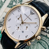 Emporio Armani Classic Chronograph White Dial Black Leather Strap Watch For Men - AR1892 Authentic Buy Shop Now