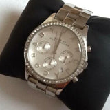 Marc Jacobs Henry Chronograph Silver Dial Silver Steel Strap Watch for Women - MBM3104 Authentic Buy Shop Now