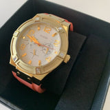 Guess Jet Setter Golden Dial Orange Rubber Watch For Women - W0564L2 Authentic Buy Shop Now