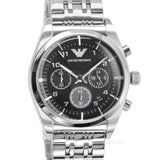 Emporio Armani Franco Black Dial Silver Steel Strap Watch For Men - AR0373 Authentic Buy Shop Now