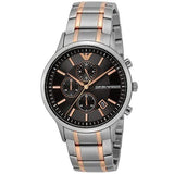 Emporio Armani Renato Chronograph Black Dial Two Tone Steel Strap Watch For Men - AR11165 Authentic Buy Shop Now