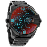Diesel Uber Chief Chronograph Red Dial Black Steel Strap Watch For Men - DZ7373 Authentic Buy Shop Now