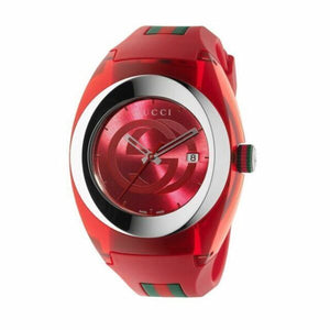Gucci Sync XXL Quartz Red Dial Red Rubber Strap Unisex Watch - YA137103 Authentic Buy Shop Now