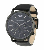 Emporio Armani Sportivo Chronograph Black Dial Black Leather Strap Watch For Men - AR2461 Authentic Buy Shop Now