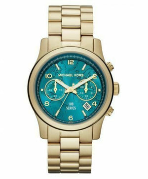 Michael Kors Runway Hunger Stop100 Series Blue Dial Gold Steel Strap Watch for Women - MK5815 Authentic Buy Shop Now
