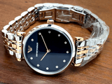 Emporio Armani Gianni T Bar Crystal Blue Dial Two Tone Steel Strap Watch For Women - AR11092 Authentic Buy Shop Now