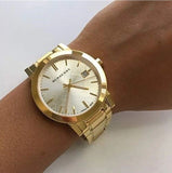 Burberry The City Silver Dial Gold Steel Strap Unisex Watch - BU9003 Authentic Buy Shop Now
