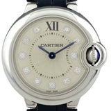 Cartier Ballon Bleu de Cartier Diamonds Silver Dial Black Leather Strap Watch for Women - W4BB0008 Authentic Buy Shop Now