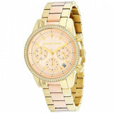 Michael Kors Ritz Chronograph Rose Dial Two Tone Steel Strap Watch for Women - MK6475 Authentic Buy Shop Now