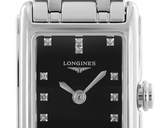 Longines Dolcevita Black Dial Silver Steel Strap Watch for Women - L5.258.4.57.6 Authentic Buy Shop Now