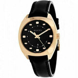 Gucci GG2570 Quartz Black Dial Black Leather Strap Watch For Women - YA142407 Authentic Buy Shop Now