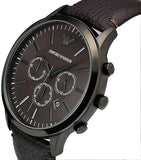 Emporio Armani Sportivo Black Dial Brown Leather Strap Watch For Men - AR2462 Authentic Buy Shop Now
