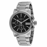Gucci G Chrono Black Dial Silver Steel Strap Watch For Men - YA101204 Authentic Buy Shop Now