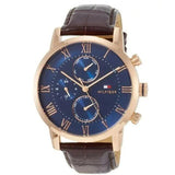 Tommy Hilfiger Kane Chronograph Blue Dial Brown Leather Strap Watch for Men - 1791399 Authentic Buy Shop Now