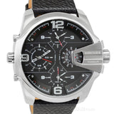 Diesel Uber Chief Oversized 4 Time Black Dial Leather Strap Watch For Men - DZ7376 Authentic Buy Shop Now