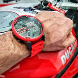 Diesel Mr Daddy 2.0 Chronograph Black Dial Red Silicone Strap Watch For Men - DZ7370 Authentic Buy Shop Now