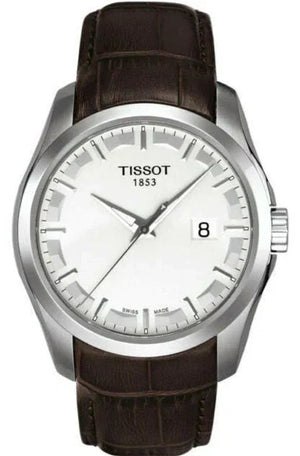 Tissot T Classic Couturier Chronograph White Dial Brown Leather Strap Watch For Men - T035.410.16.031.00 Authentic Buy Shop Now