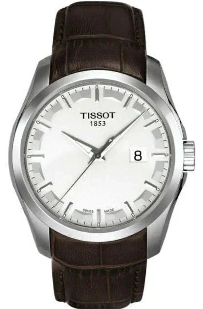 Tissot T Classic Couturier Chronograph White Dial Brown Leather Strap Watch For Men - T035.410.16.031.00 Authentic Buy Shop Now