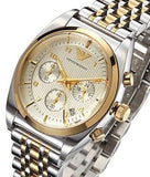 Emporio Armani Classic Chronograph White Dial Two Tone Steel Strap Watch For Men - AR0396 Authentic Buy Shop Now